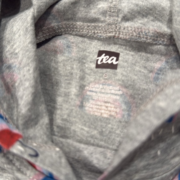 Tea Collection Hoodie Shirt Gray Pink blue Rainbow Umbrella Toddler Girl Size 4T - Picture 4 of 5